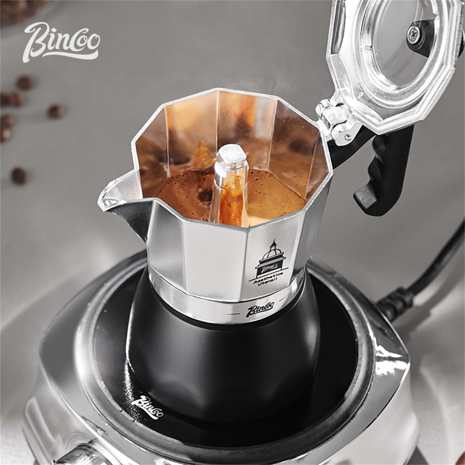 BINCOO Double Valve Moka Pot，E - Coffee Equipment Set 리뷰 및 가격